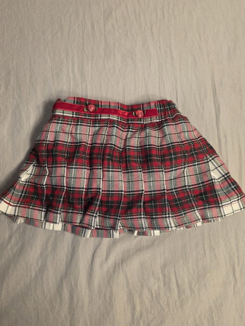 Vintage 2000s Children's Place Red and White Plaid Pleated Mini Skirt